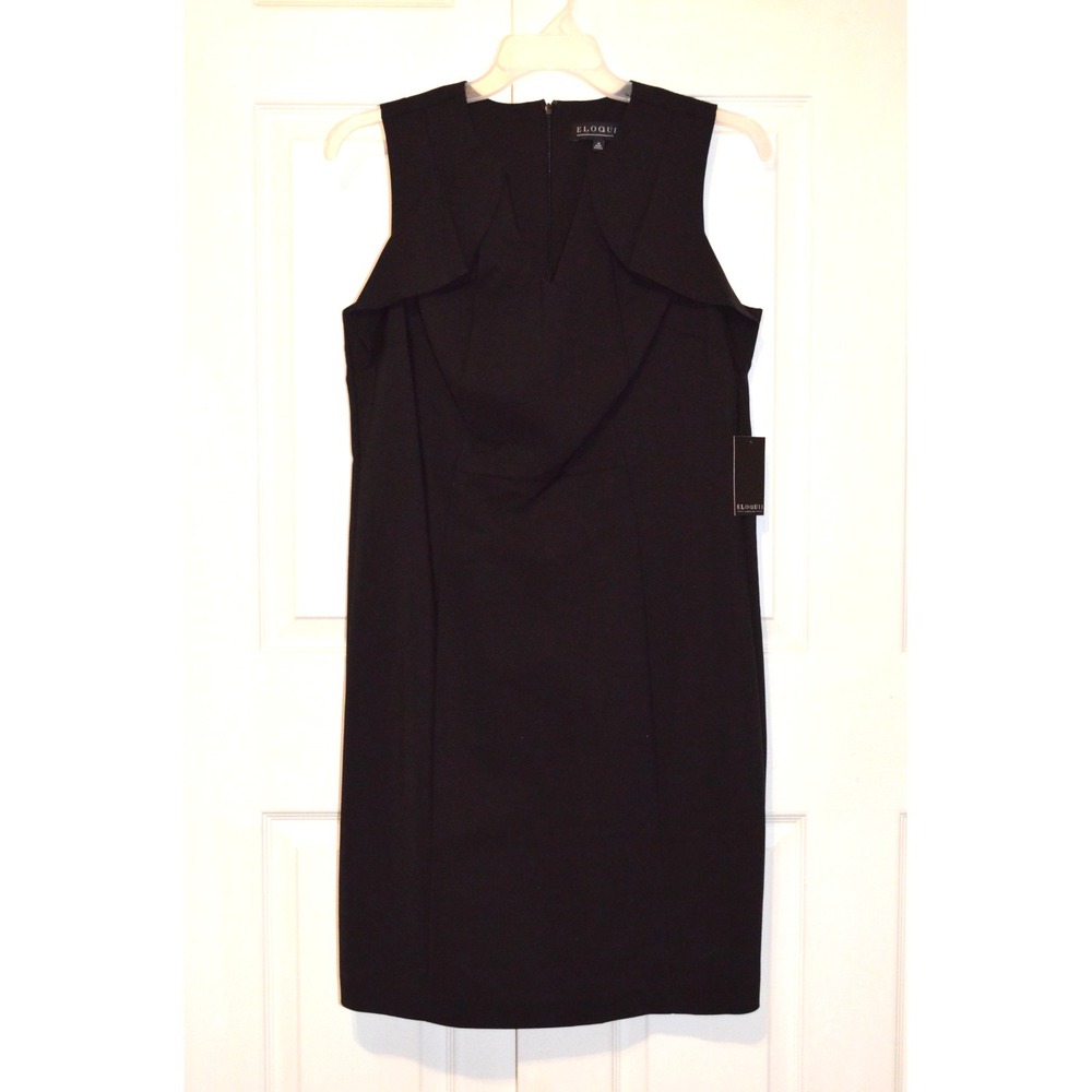 Nwt's Eloquii Black Sleeveless Pencil Dress Women's Size 16 V-Neck